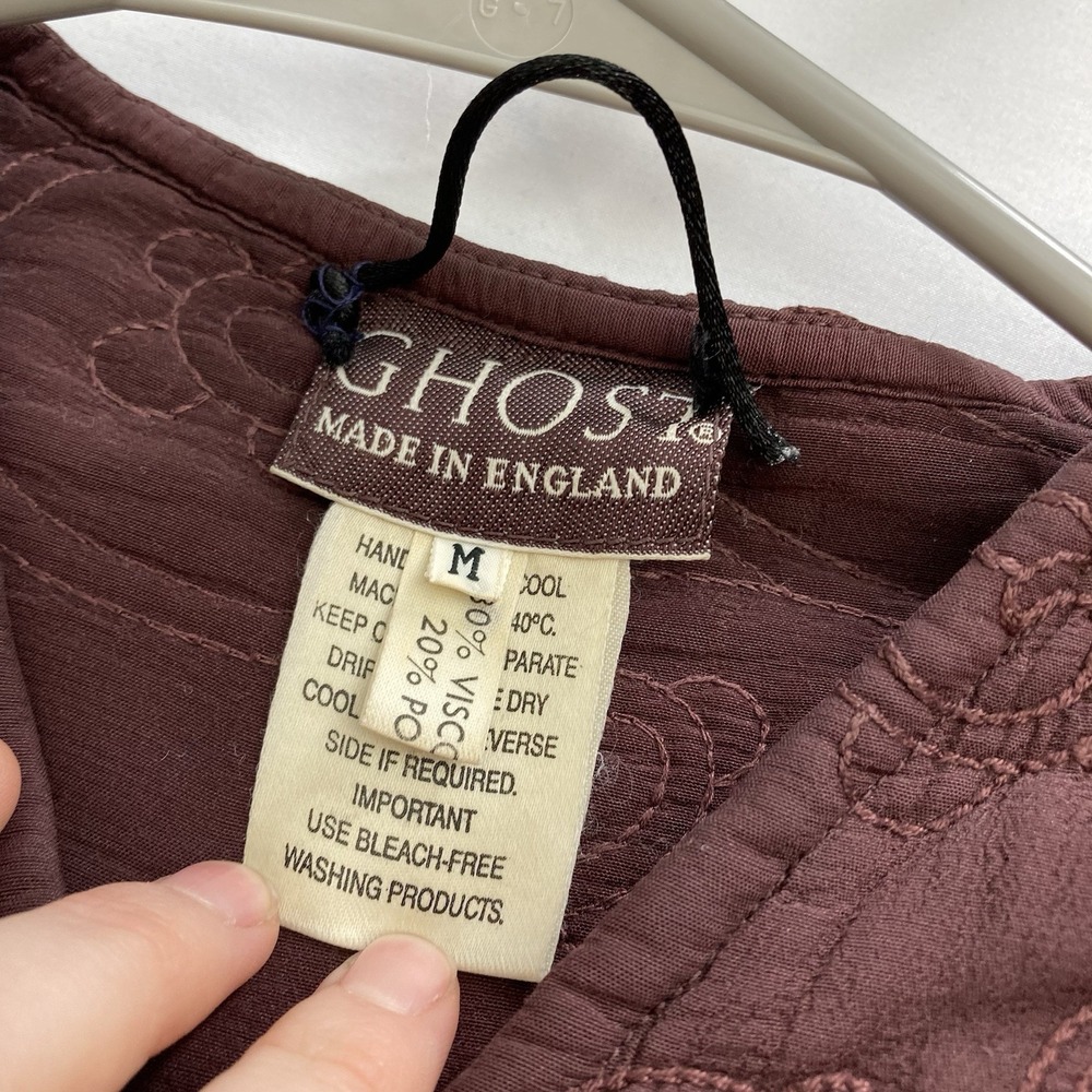 Vintage Ghost England Brown Embroidered Jacket Size M Oversized Statement Boho - Picture 5 of 14